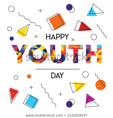 Foto stock: Youth Day Card Of Abstract 90s Party Decoration
