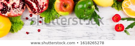 Stock fotó: Banner Of Fruits And Vegetables Frame Copy Space Vegan Clear Food