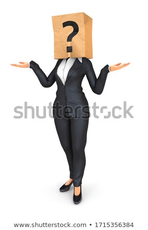 3d Business Woman With Question Mark Bag On Head Zdjęcia stock © 3dmask
