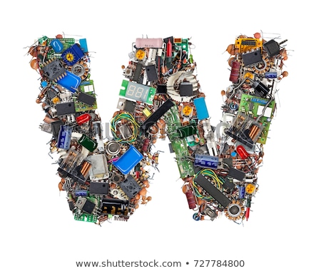 Stockfoto: Letter From Electronic Circuit Board Alphabet On White Backgroun