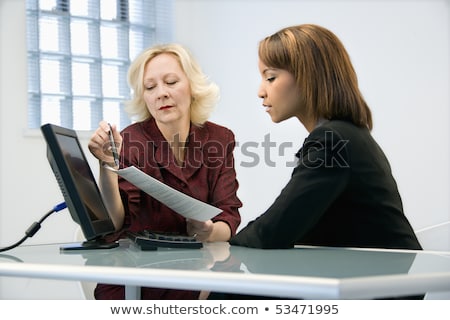 Two Employees Going Over Contract Imagine de stoc © iofoto