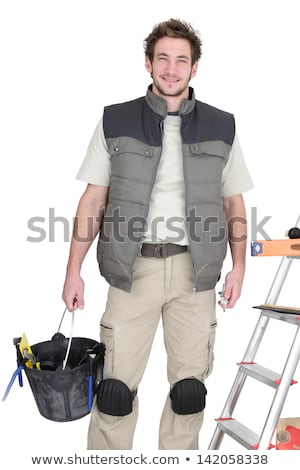 Stock photo: Tiler Preparing To Start Project