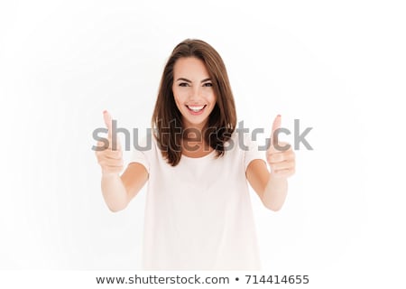 Stock fotó: Beautiful Happy Young Woman Showing Thumb Up