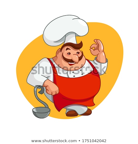 Stockfoto: Male Chef Smiling And Making Hand Gesturing