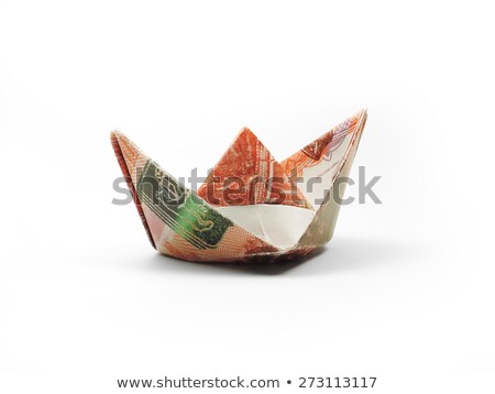 Foto stock: Origami Ship Of Five Thousand Ruble Note