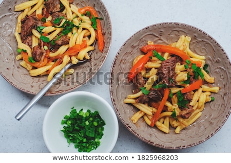 Foto stock: Stewed Sweet Pepper With Parmesan