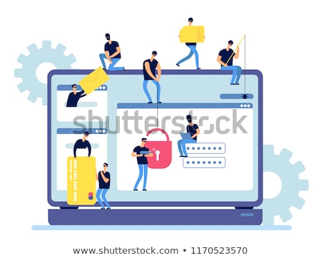 Foto stock: Burglar In Secured Database And Network Concept