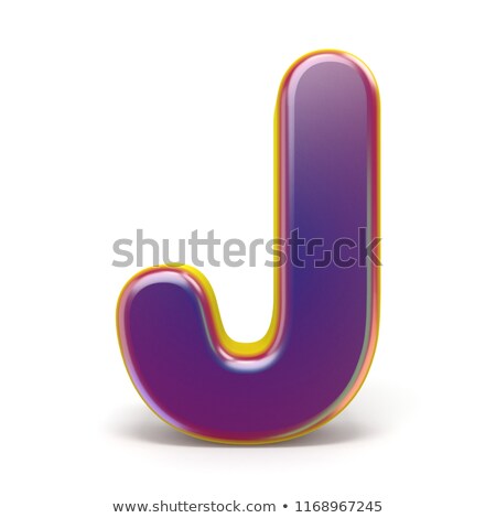 Stock fotó: Letter J Purple Font Yellow Outlined 3d