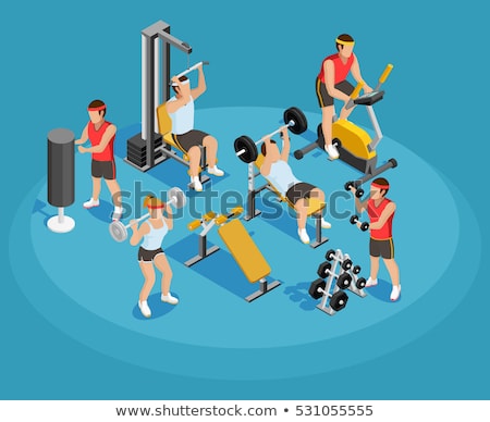 Foto stock: Gym Color Isometric Icons