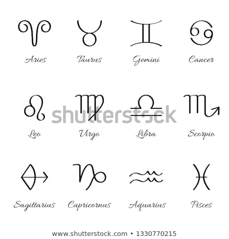 Foto stock: Black Line Art Of Aquarius Zodiac Sign