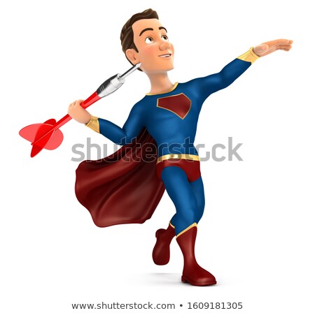 3d Superhero Throwing Dart Zdjęcia stock © 3dmask