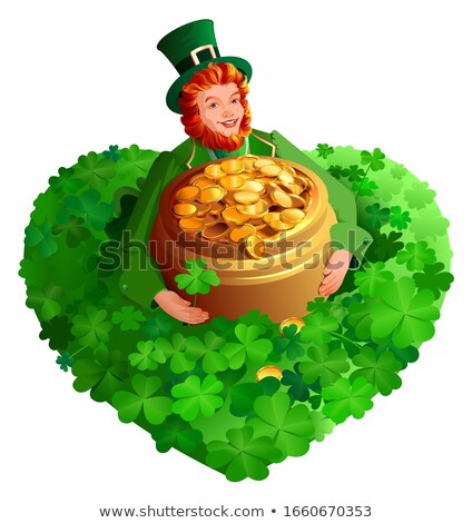 Zdjęcia stock: Happy St Patricks Day Greeting Card Red Gnome And Pot Of Gold