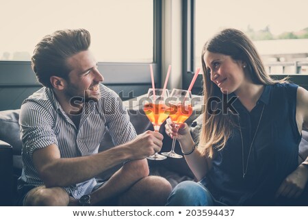 ストックフォト: Blonde Couple Drinking Cocktail