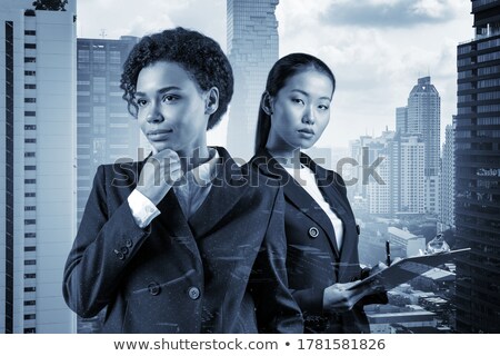 Stock fotó: House Above Businesswomans Hand With Cityscape