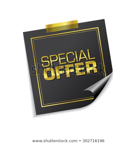 Stock foto: Special Offer Golden Sticky Notes Vector Icon Design