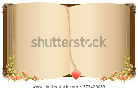 Zdjęcia stock: Old Open Book With Bookmark In Heart Shape Retro Old Book Decorated With Flowers