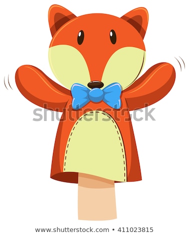 Foto d'archivio: Fox Hand Puppet With Blue Bow