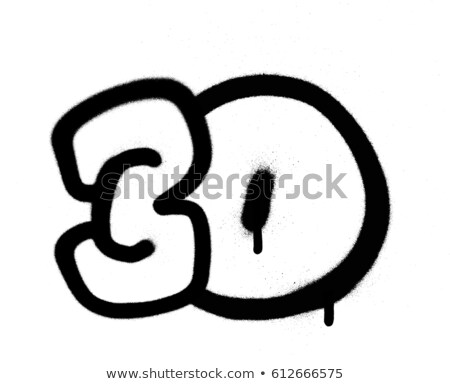 Foto stock: Graffiti Number 30 Thirty Sprayed In Black On White