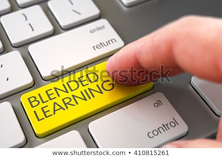 Stockfoto: Hand Finger Press Online Training Keypad 3d