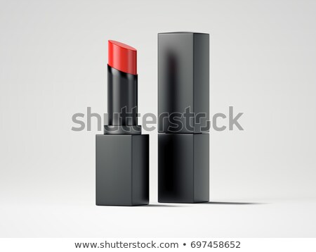 Stock fotó: Red Lipstick And Black Box 3d Rendering