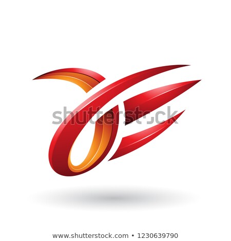 Stockfoto: Red And Orange 3d Claw Shaped Letter A And E Vector Illustration