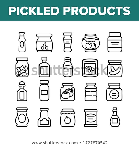 Stock photo: Canned Plums And Pickles Set Vector Illustration