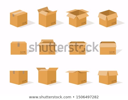 Zdjęcia stock: Empty Cardboard Cartoon Containers Isolated Icons