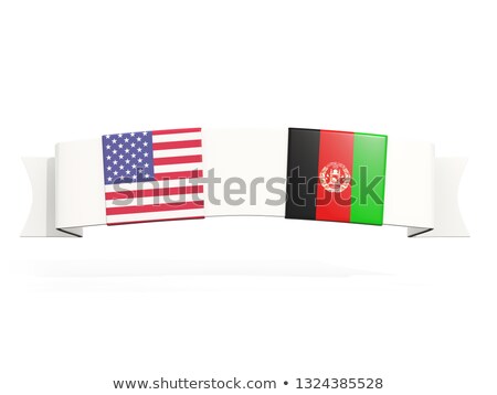 ストックフォト: Banner With Two Square Flags Of United States And Afghanistan