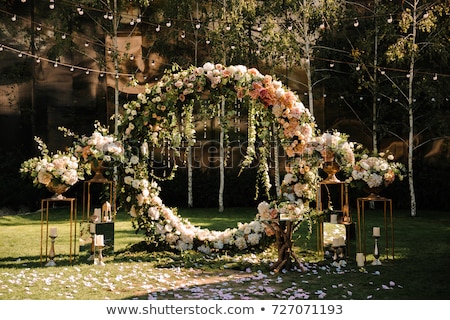 Stock fotó: Arch For The Wedding Ceremony Decorated With Cloth And Flowers