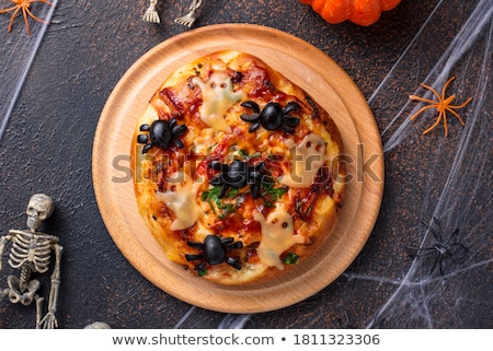 Foto stock: Halloween Scary Appetizers Decorated Spiders
