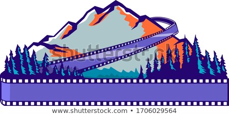 Zdjęcia stock: Flowing Film Strip Mountain And Trees Wpa Retro