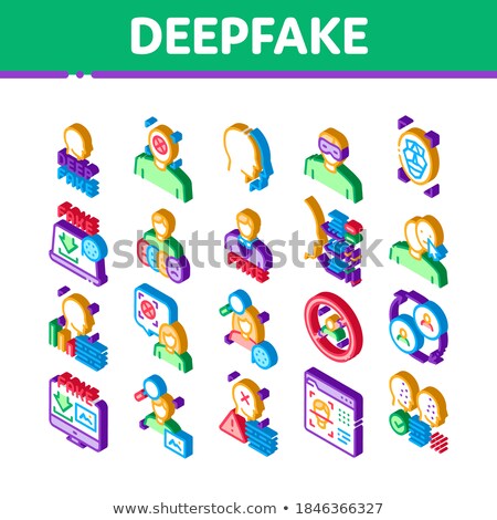Deepfake Face Fake Isometric Icons Set Vector Foto stock © pikepicture