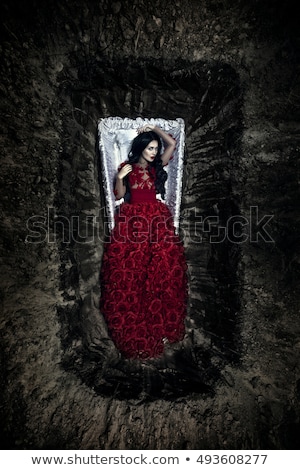 Сток-фото: Beautiful Vampire Woman In Red Dress