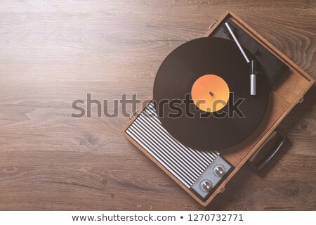 Stock photo: Vintage Turntable And Records On Wooden Table