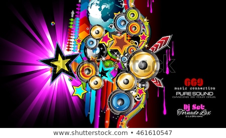 Stok fotoğraf: Club Disco Flyer Template With Music Elements Colorful Scalable Backgrounds