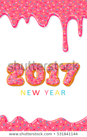 ストックフォト: Happy New Year 2017 Chocolate Donuts Font