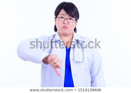 Foto stock: Disappointed Asian Doctor With Thumb Down