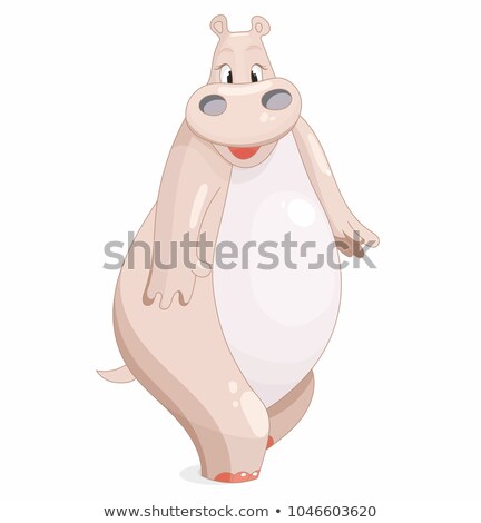 Stock photo: Woman And Cute Hippo On White Background