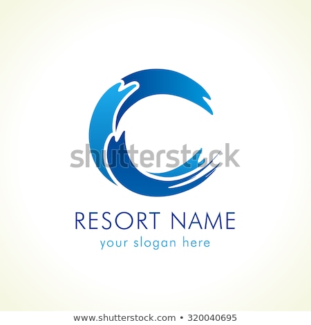 Stockfoto: C Letter Logo Water Wave Blue Icon Vector