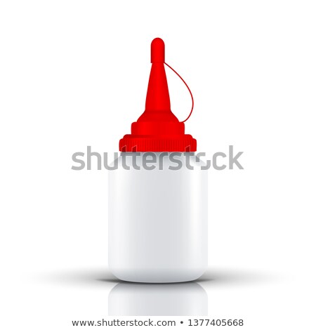 Сток-фото: Bottle Of Latex Glue Or Liquid With Red Top Vector