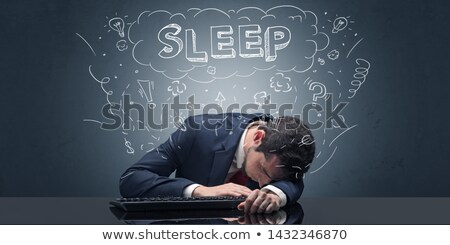 Stock fotó: Businessman Fell Asleep At His Workplace With Ideas Sleep And Tired Concept