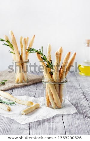 Stockfoto: Italian Grissini Or Salted Bread Sticks With Sesame And Rosemary