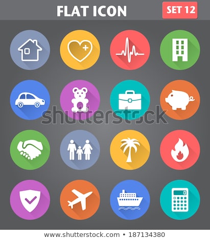 Stock fotó: Insurance And Security - Flat Design Style Icons Set