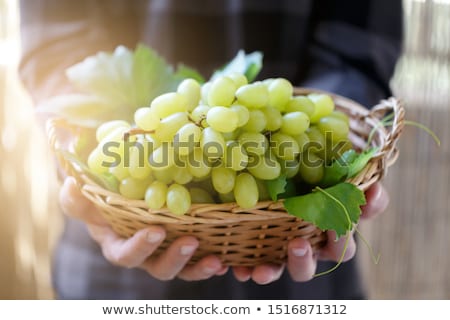 Foto stock: Colorful Grapes In Basket White Wine
