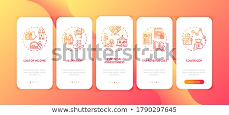 Stockfoto: Effects Of Unemployment Onboarding Mobile App Page Screen With Concepts