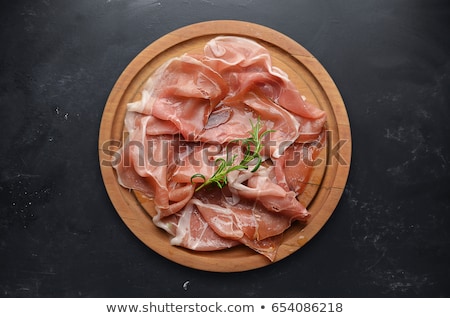 Foto stock: Deliscious Fresh Parma Serrano Ham Slices Pork Gourmet Jamon