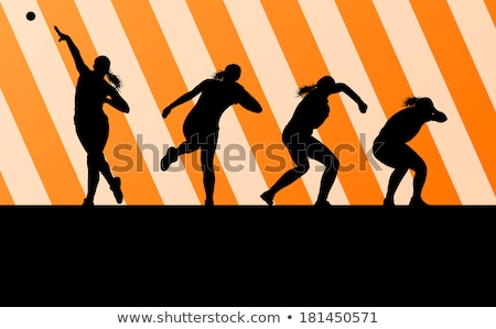 Foto d'archivio: Woman Shot Put Event Track And Field Vector Illustration