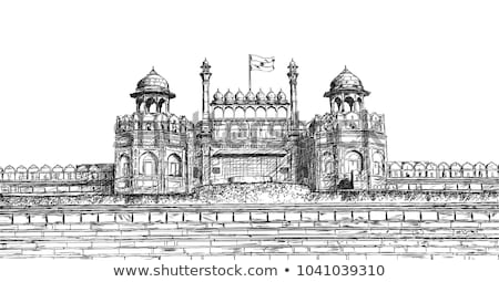ストックフォト: Architectural Detail Of Lal Qila - Red Fort In Delhi India