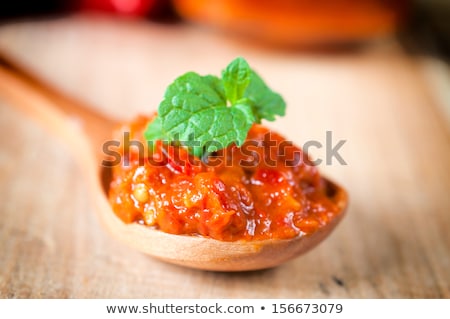 Stok fotoğraf: Pepper And Garlic As Hot Food Ingredients For Piquant Cuisine