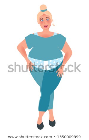 Zdjęcia stock: Plus Size Shopping Blonde Woman Vector Illustration